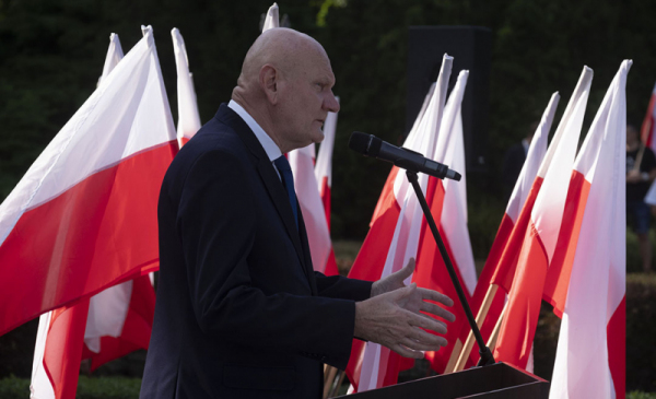 Na zdjęciu: prezydent Michał Zaleski przemawia podczas obchodów rocznicy Powstania Warszawskiego