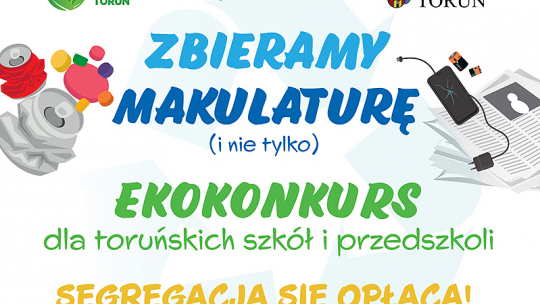 Grafika informująca o konkursie "Zbieramy makulaturę"